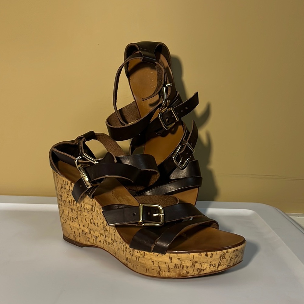 Jcrew brown leather wedges
